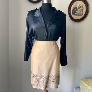 VINTAGE Y2K nude leather skirt - Caché